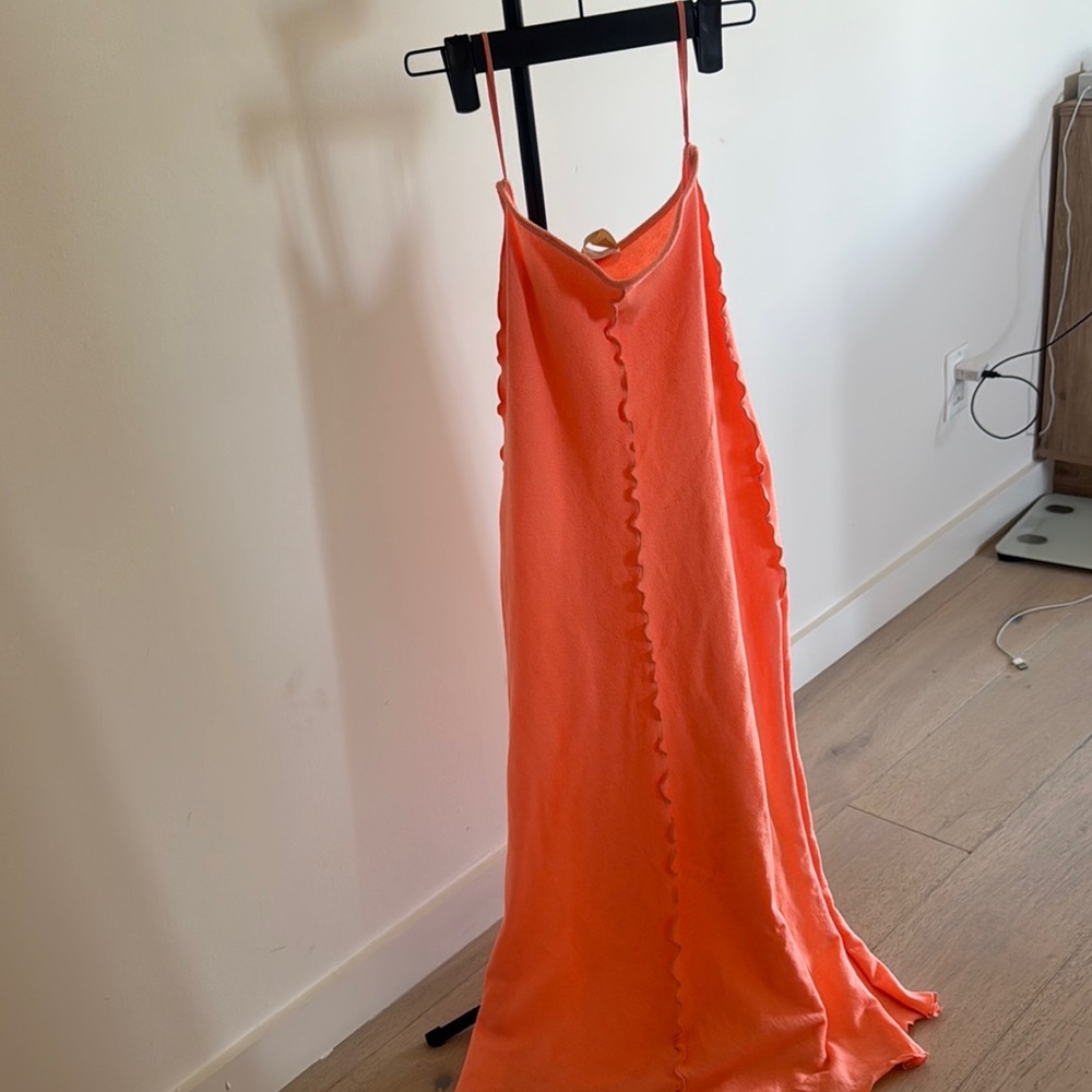 Indah Orange Ruffled Maxi Slip Skirt for Night Out